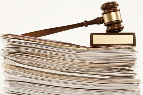 gavel on stack of documents